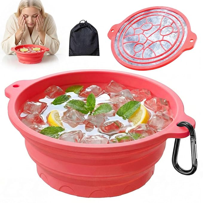 Face Ice Bath Bowl with Built-in Ice Tray, Collapsible Silicone Face Bowl by Dtuoen