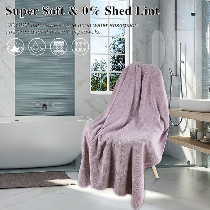 SEISSO Bath Towels 4 Pack Large Bathroom Bamboo Viscose Towels 35” x 63” Plush - Image 5