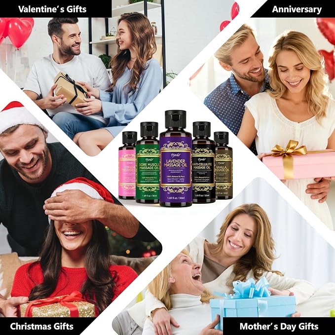 Pjordo 5 Pack Massage Oil for Massage Therapy, Sore Muscle, Syringa & Anti - Image 2