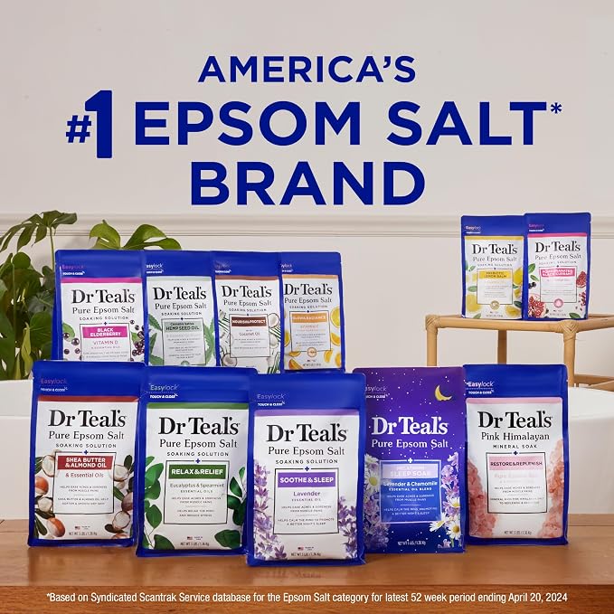 Dr Teal's Pure Epsom Magnesium Salt Soak, Prebiotic Lemon Balm & Essential Oil - Image 8