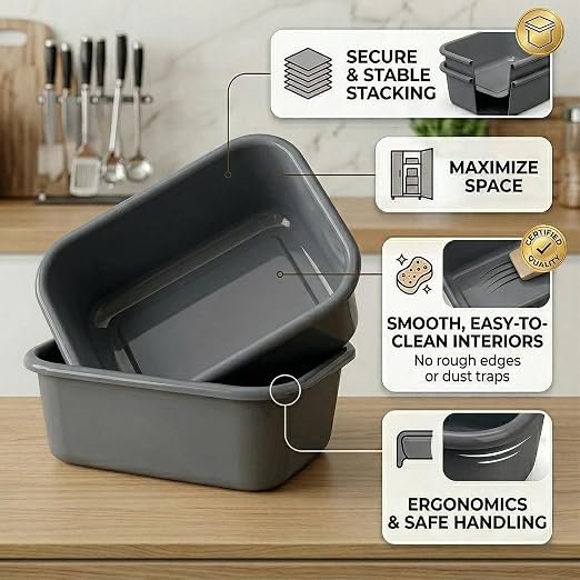 DecorRack 2 Plastic Wash Basins, Large 10 Quart Graduated Bucket, Portable - Image 6