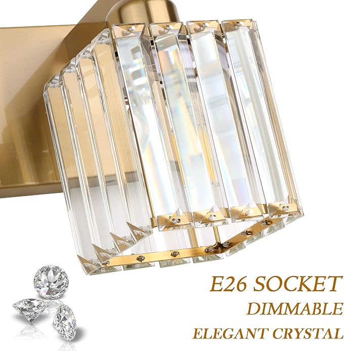 Aipsun Bathroom Vanity Light Fixtures Crystal Vanity Lighting Fixtures Brass 3 - Image 7