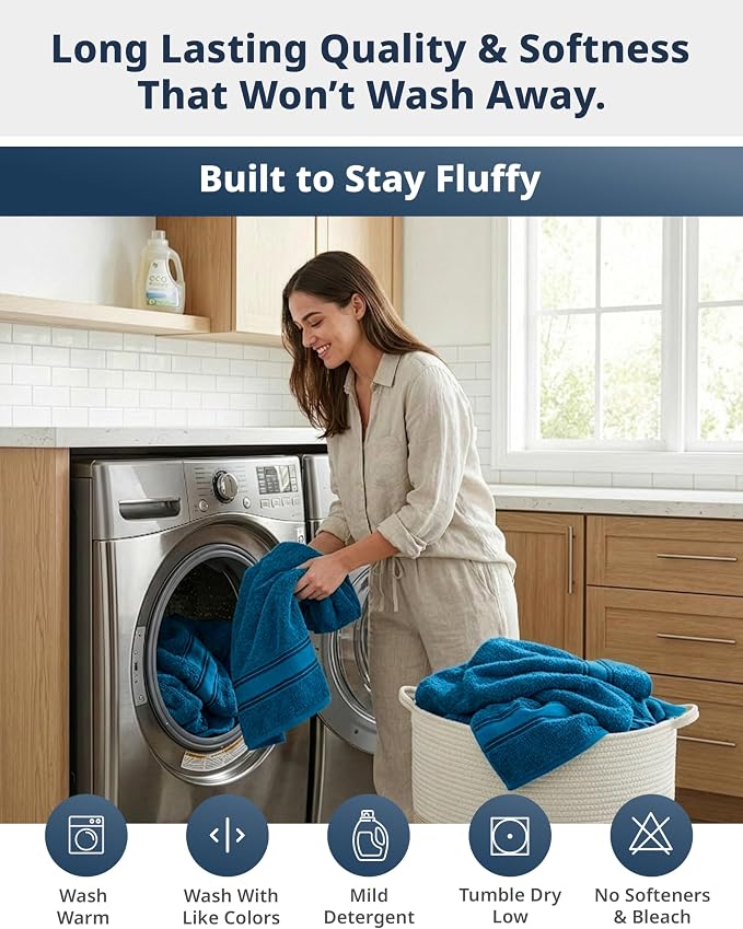 LANE LINEN 100% Cotton 4 Pack Bath Towels Set - Image 9
