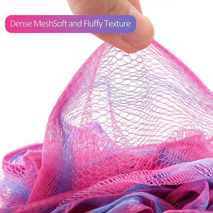BTYMS 4 Pieces Shower Loofahs Bath Sponges 60g Bath Scrunchies Mesh Pouf - Image 2
