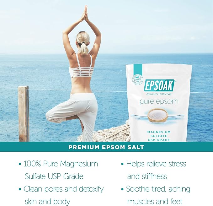 Epsoak Epsom Salt 19 lb. Magnesium Sulfate USP. Resealable Epsom Salt Bag - Image 3