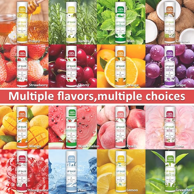 VISRIE 16 Pack Lip Balm, Natural Lip Balm Bulk - Image 2