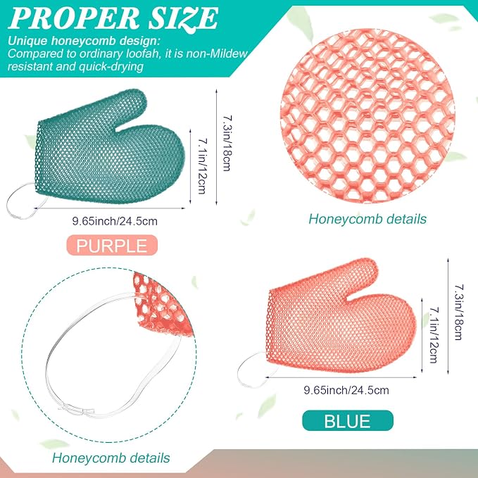 Karenhi 2 Pcs Honeycomb Exfoliating Glove Bath Mitt Body Spa Scrubber, - Image 2