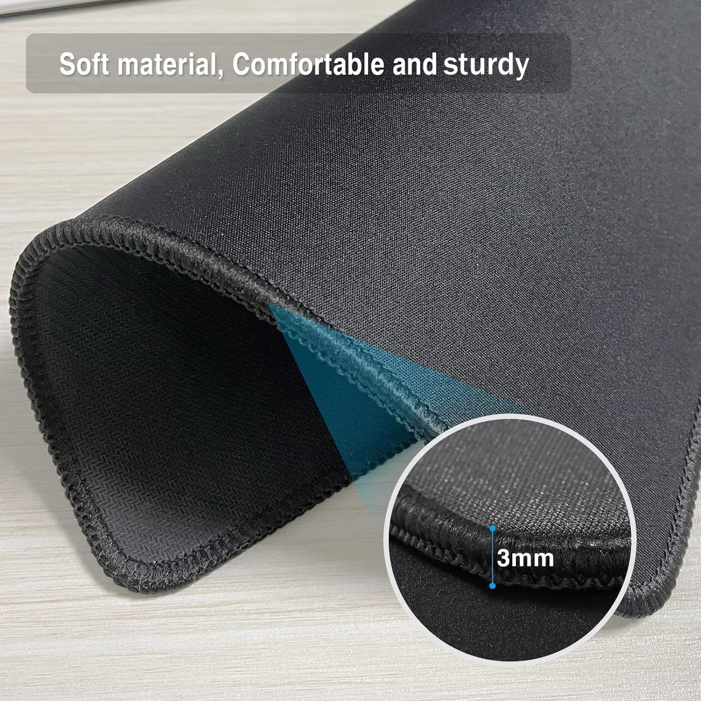 Zhithink 11 Pack Mouse Pad with Reinforced Stitching Edge, Washable Mousepad with Grippy Non-Slip Rubber Base, 0.12 Inch Thick Smooth Tracks Computer Mouse Pads Bulk for Desk, Black, 10.2x8.2 Inch