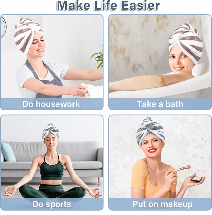 Microfiber Hair Towel Wrap, Quick Dry Hair Turbans - Image 3
