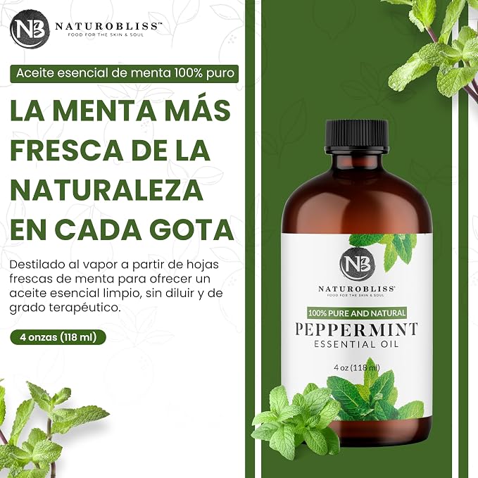 NaturoBliss Peppermint Essential Oil, 100% Pure and Natural Therapeutic Grade - Image 3