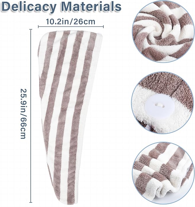 Microfiber Hair Towel Wrap, Soft Lightweight Hair Turben Towel, Super Absorbent - Image 8
