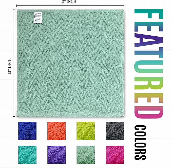 ZUPERIA Zigzag Multicolor Wash Cloths -16 Pack -12" x 12"- Highly Absorbent - Image 4