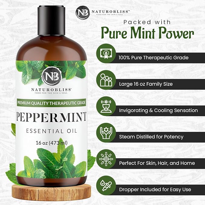 NaturoBliss Peppermint Essential Oil, 100% Pure and Natural Therapeutic Grade - Image 2