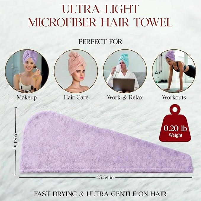 3 Pack Microfiber Hair Towel Wrap - Image 2