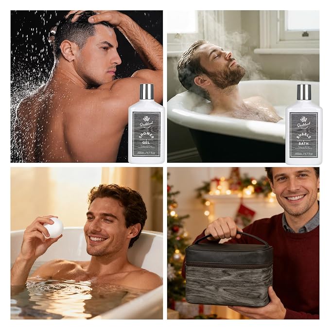 21 Pcs Bath & Body Care Set for Men, Father's Day Gifts for Dad, Home Spa Self - Image 4