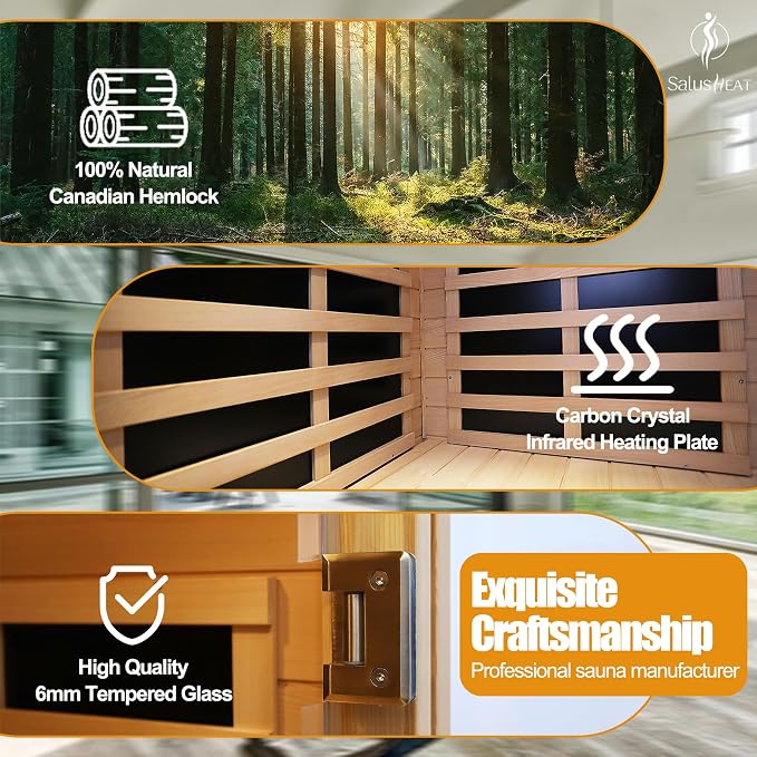 Far Infrared Sauna 1 Person Infrared Home Sauna Room 0-5mG Utra Low EMF Home - Image 5