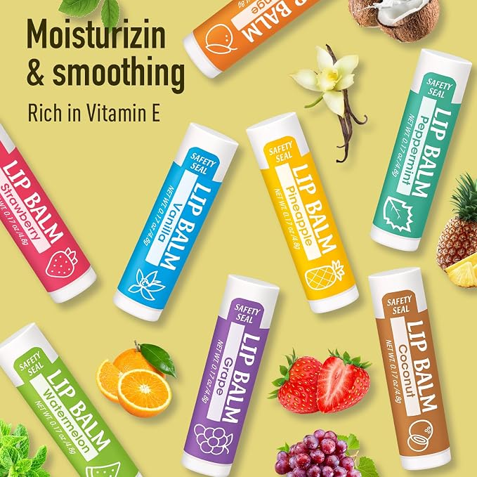 YesBes 32 Pack Lip Balm, Natural Lip Balm Bulk - Image 7