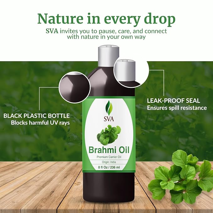 SVA Brahmi Oil - 8 Fl Oz – 100% Natural Cold Pressed Brahmi Oil - - Image 7