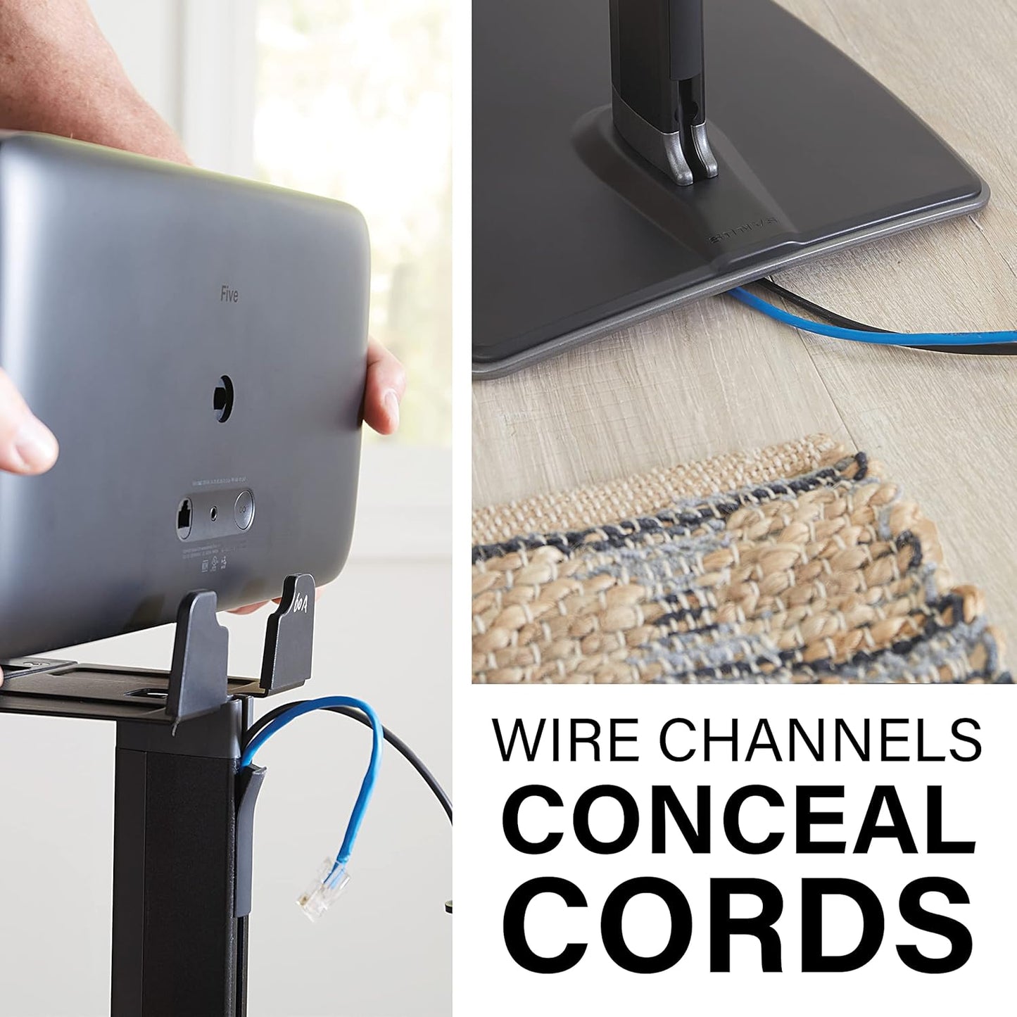 Sanus Wireless Speaker Stand for Sonos Five and Sonos Play:5 - Audio Enhancing Design for Vertical & Horizontal Audio with Built-in Cable Management & Premium Alloy Materials - OSS52 (Black)