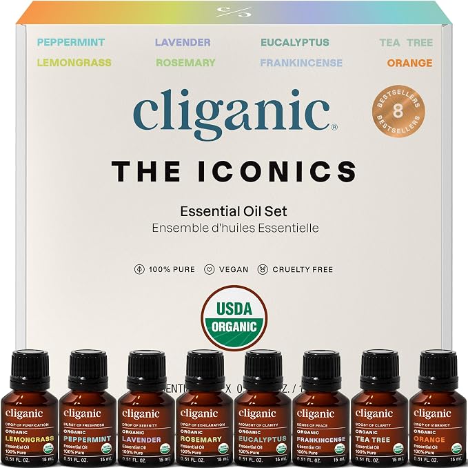 Cliganic Organic Aromatherapy Essential Oils Gift Set, 100% Pure by Cliganic