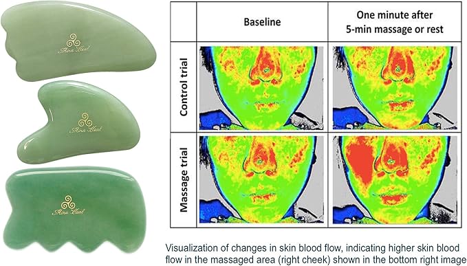 Mina Heal Gua Sha Facial Massager Set of 2 – Jade Guasha Lymphatic Drainage - Image 6