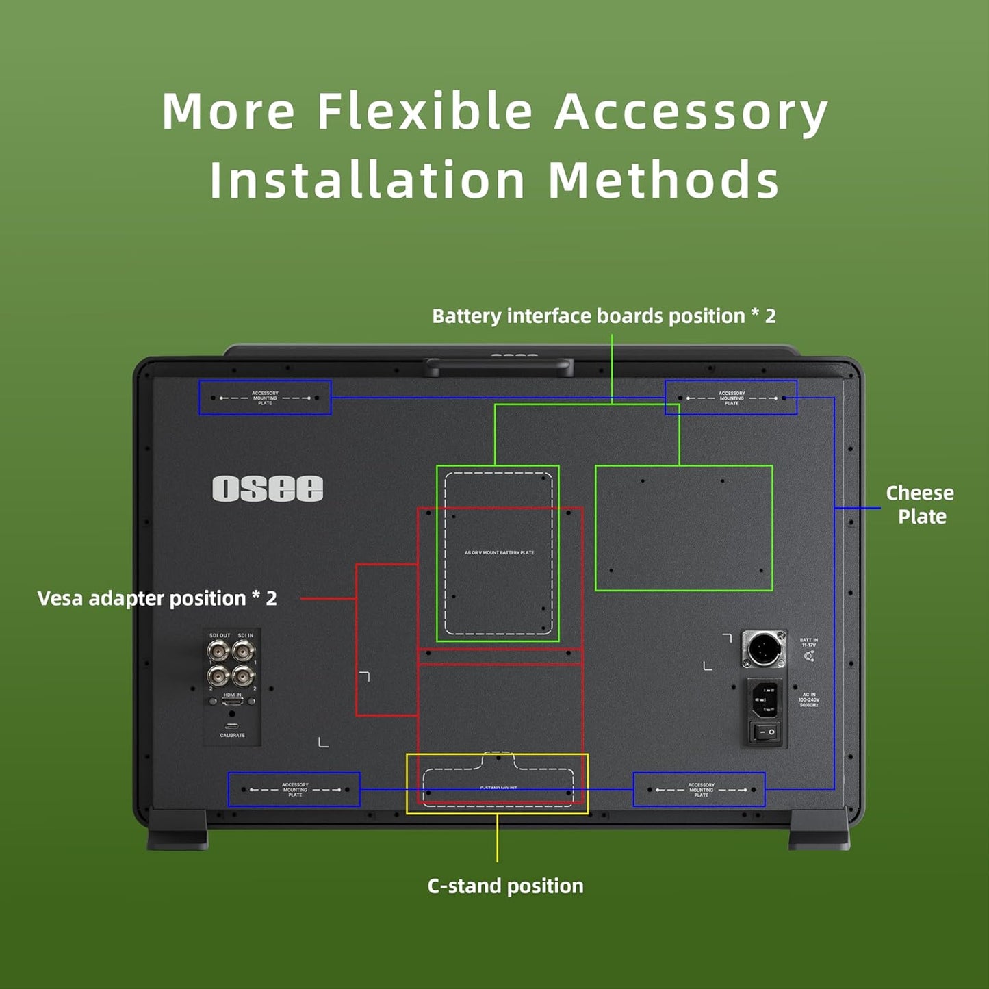 osee Mega 22S 22inch Ultra Bright HDR Field Production Monitor VMKit with Sunhood Battery Plate Cstand Adapter Custom Foam Mold