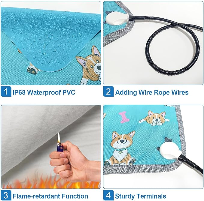 GOLOPET Dog Heating Pad 28×18 in Waterproof Heated Dog Bed, Smart Thermostat - Image 4