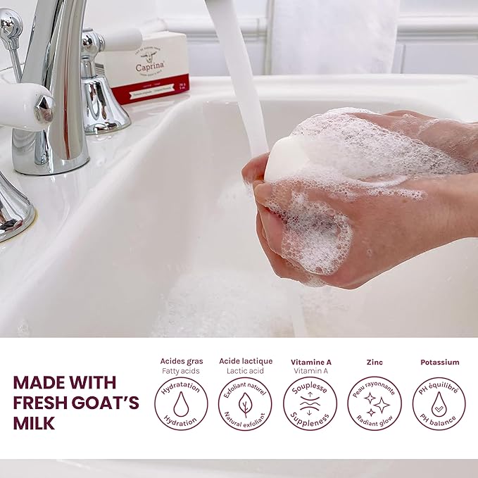 Caprina Fresh Goat’s Milk Bar Soap ORIGINAL 3.2 oz each, Classic Clean Scent - Image 2