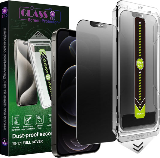 (2-Pack Matte Privacy Anti-Spy Screen Protector for iPhone 12/12 Pro (6.1-Inch),9H Tempered Glass,Anti-Glare,Full Coverage,Anti-Fingerprint,Auto Dust Removal,Bubble-Free