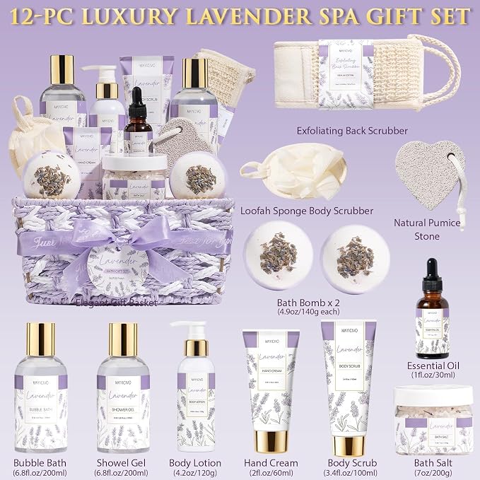 Mothers Day Birthday Gifts for Women, Lavender Relaxing Spa Gift Baskets for - Image 2