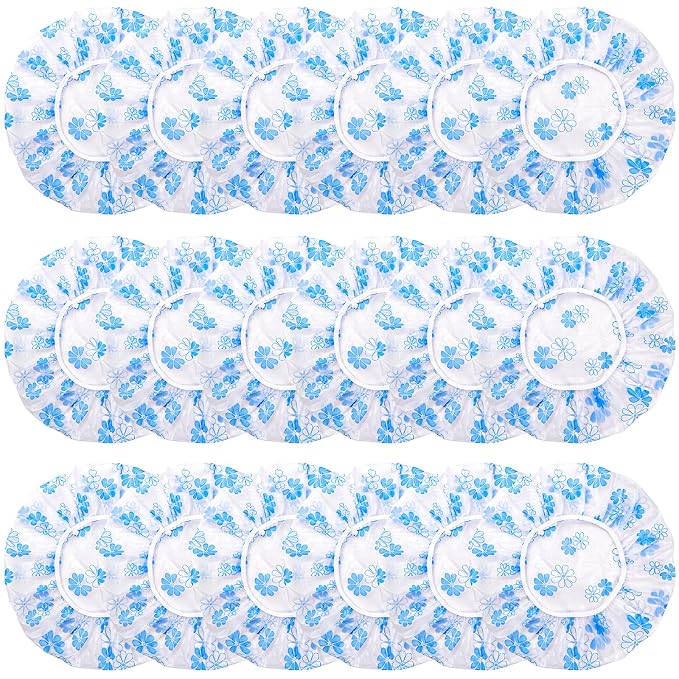 18Pcs Plastic Shower Caps for Women Waterproof Bath Caps Bathing Hair Cap by ZGQHZR