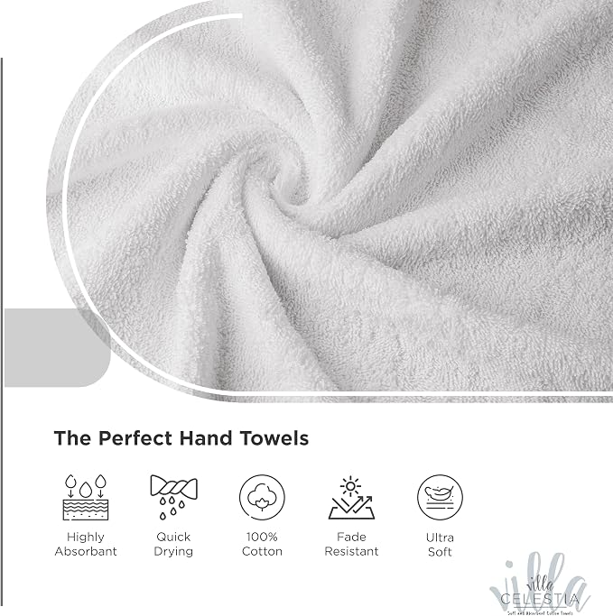 100% Cotton Hand Towel Set of 2, Sustainable, Highly Absorbent, Quick Drying - Image 3