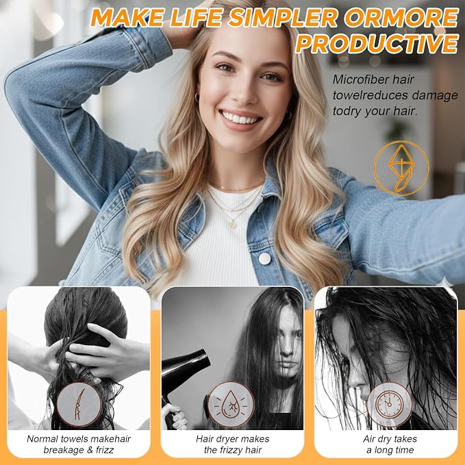 3 Pack Ultra Absorbent Microfiber Hair Towel - Image 7