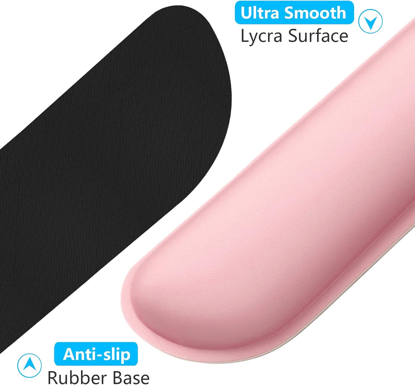 Dapesuom Enlarge Keyboard Wrist Rest, Memory Foam Keyboard Wrist Cushion for Computer Desk Mats Support, Typing Pain Relief Ergonomic Mouse Pad Rests with Non-Slip Base for Gaming, Laptop, Rose Pink