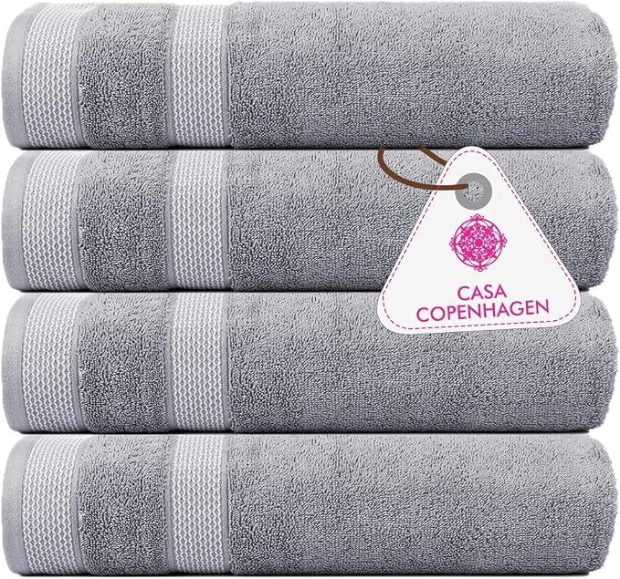 CASA COPENHAGEN Solitaire 4Pcs 100% Egyptian Cotton Large Designer Towels Gift by CASACOPENHAGEN