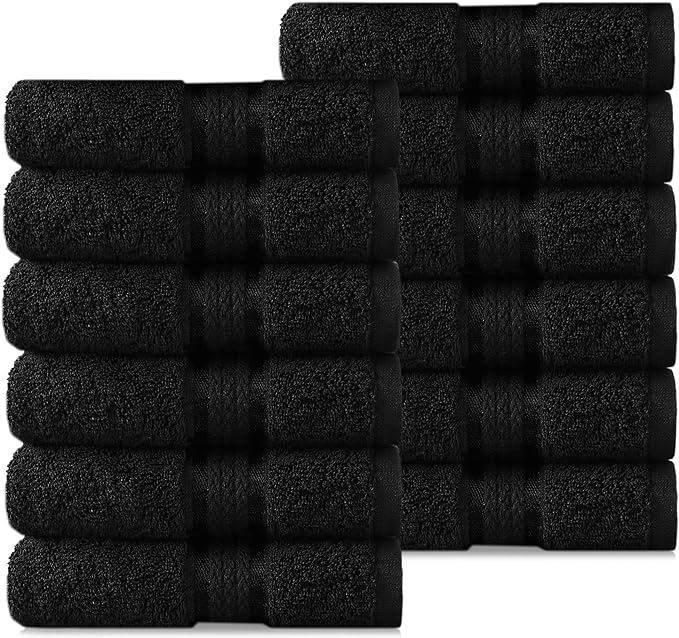 COTTON CRAFT Ultra Soft 12 Pack Wash & Face Cloths 12x12 by COTTONCRAFT