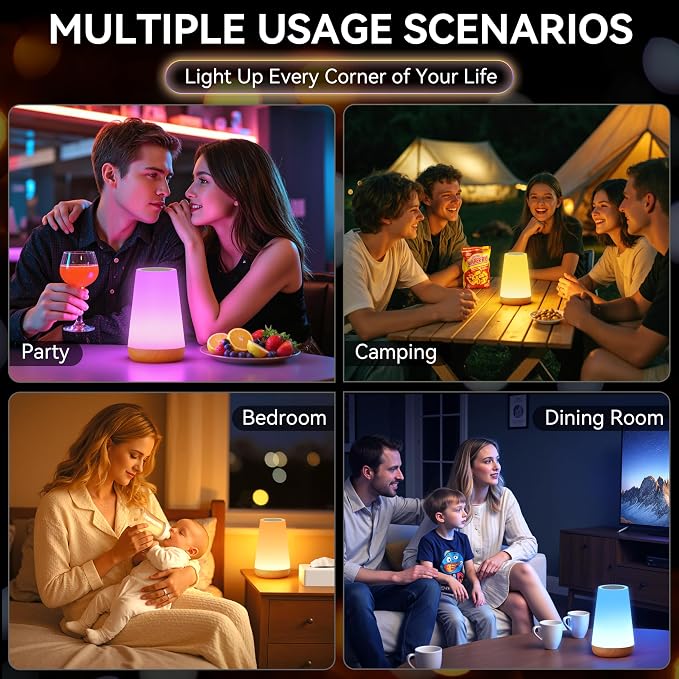 Auxmir LED Night Light Bedside Lamp Touch and Remote Control Dimmable Tabletop - Image 7