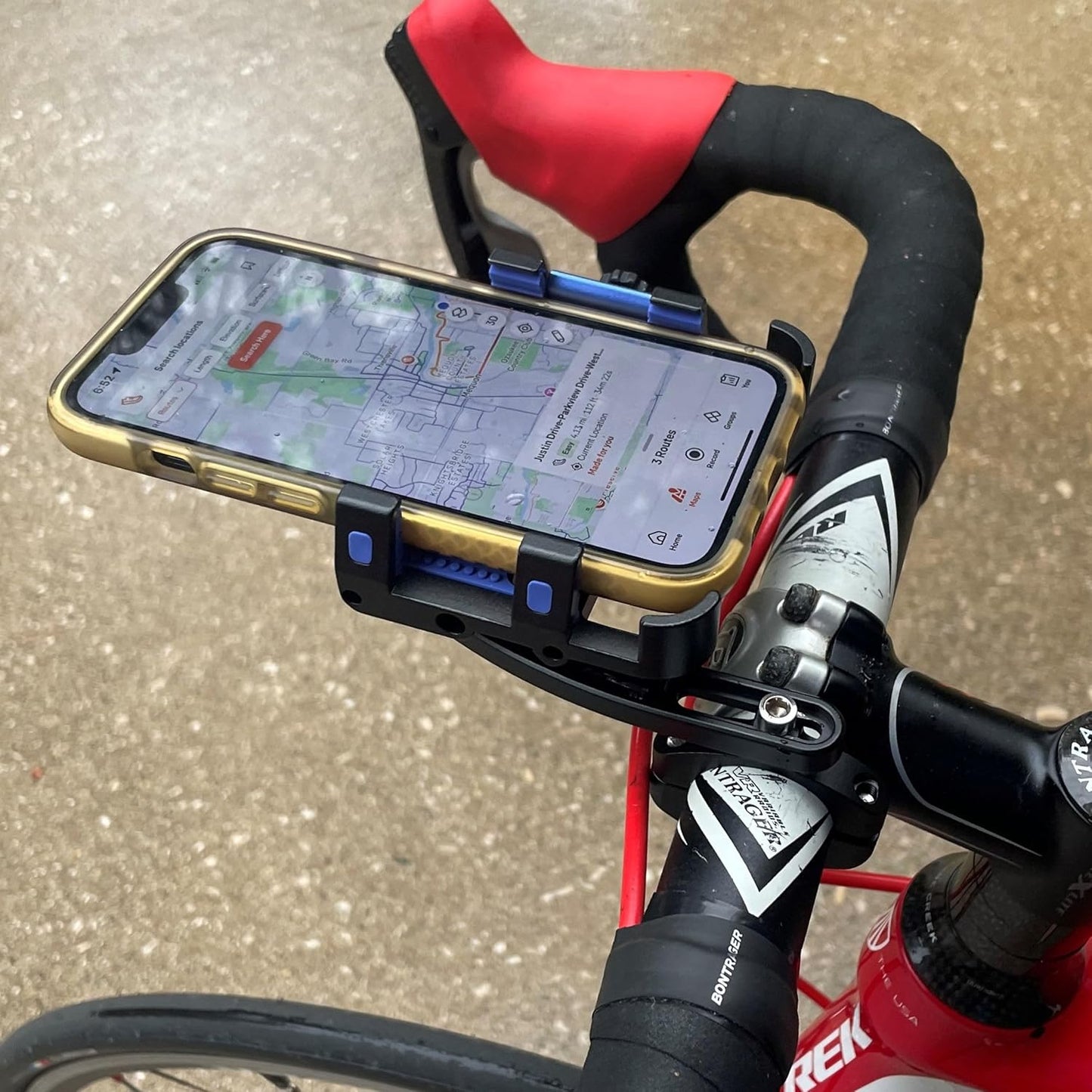 BiKase BiKGrip Bike Phone Holder with Computer Mount Garmin Compatible Bracket, Handlebar Cell Phone Clamp, for Any Phone 4.7" to 6.8" Smartphones Made of 6061 Aluminum - Ebike