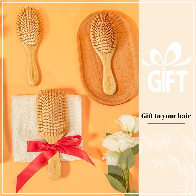GAINWELL Bamboo Hair Brush for Hair Growth, Natural Bamboo Bristles Detangling - Image 7