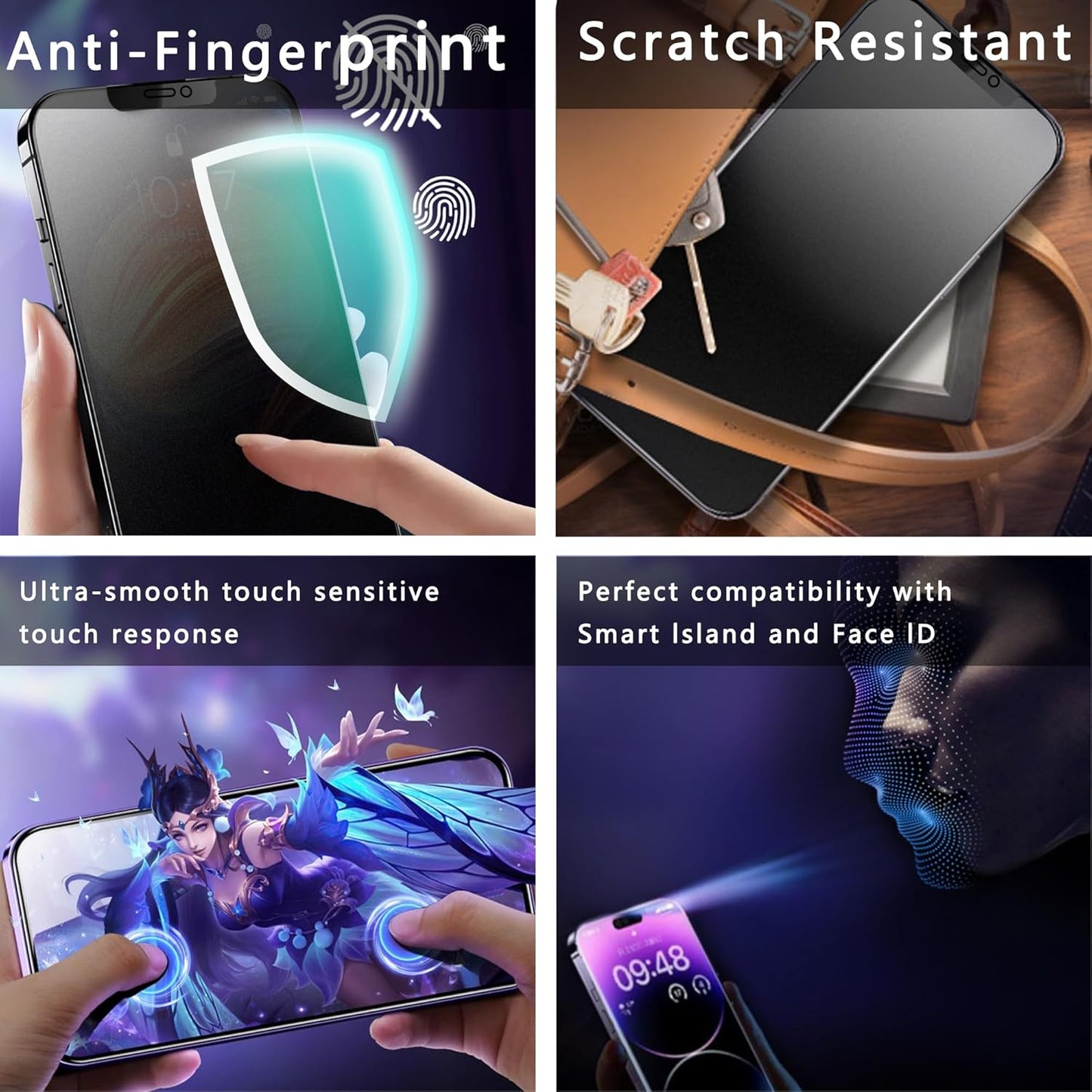 (2-Pack Matte Privacy Anti-Spy Screen Protector for iPhone X/XS/11 Pro (5.8-Inch),9H Tempered Glass,Anti-Glare,Full Coverage,Anti-Fingerprint,Auto Dust Removal,Bubble-Free
