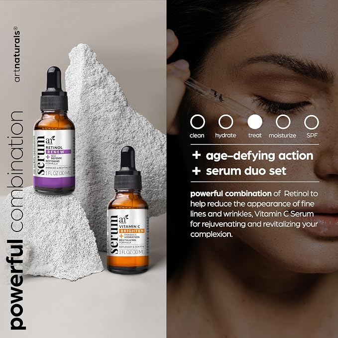 Vitamin C Serum Skin Care 2-Piece Set: Includes Retinol – Anti-Aging, Skin - Image 2