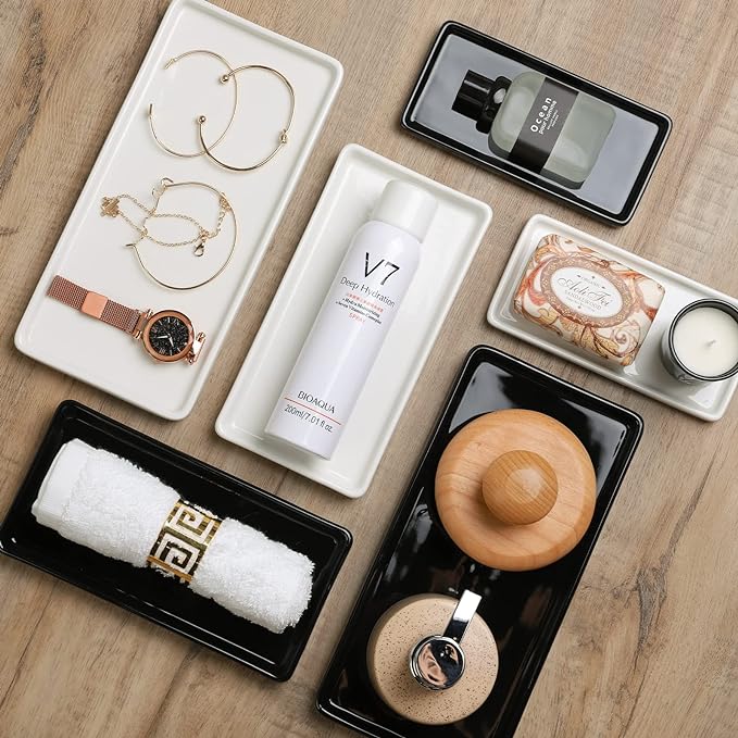 Gurygo 2 Pack 8" Ceramic Rectangular Vanity Trays - Image 5