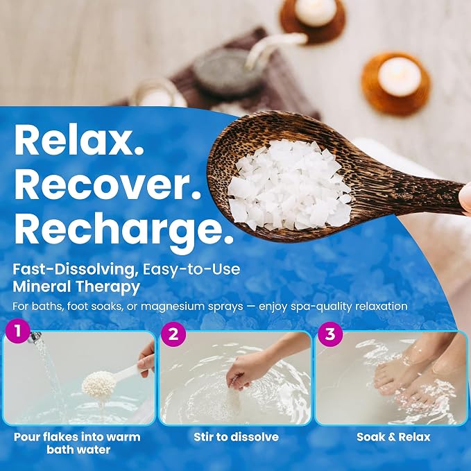 Dead Sea Magnesium Flakes Bath Salts | Premium Magnesium Supplement Bath Salts - Image 3