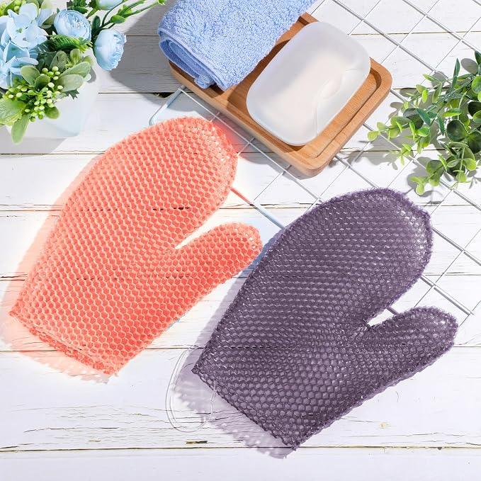Karenhi 2 Pcs Honeycomb Exfoliating Glove Bath Mitt Body Spa Scrubber, - Image 6
