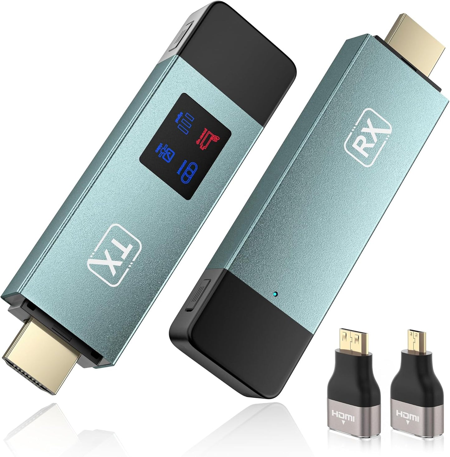 Wireless Hdmi Transmitter and Receiver, Wireless HD Extender Plug & Play Portable 2.4G/5G with LED Screen Wireless Hdmi Kit for Streaming Video and Audio to Monitor from Laptop/Pc/Tv Box/Projector