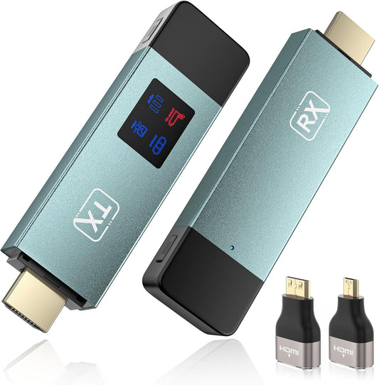 Wireless Hdmi Transmitter and Receiver, Wireless HD Extender Plug & Play Portable 2.4G/5G with LED Screen Wireless Hdmi Kit for Streaming Video and Audio to Monitor from Laptop/Pc/Tv Box/Projector
