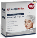 Medical Nation 21" Disposable Bouffant Caps | Pack of 100, Non-Pleated Head by MEDICALNATION
