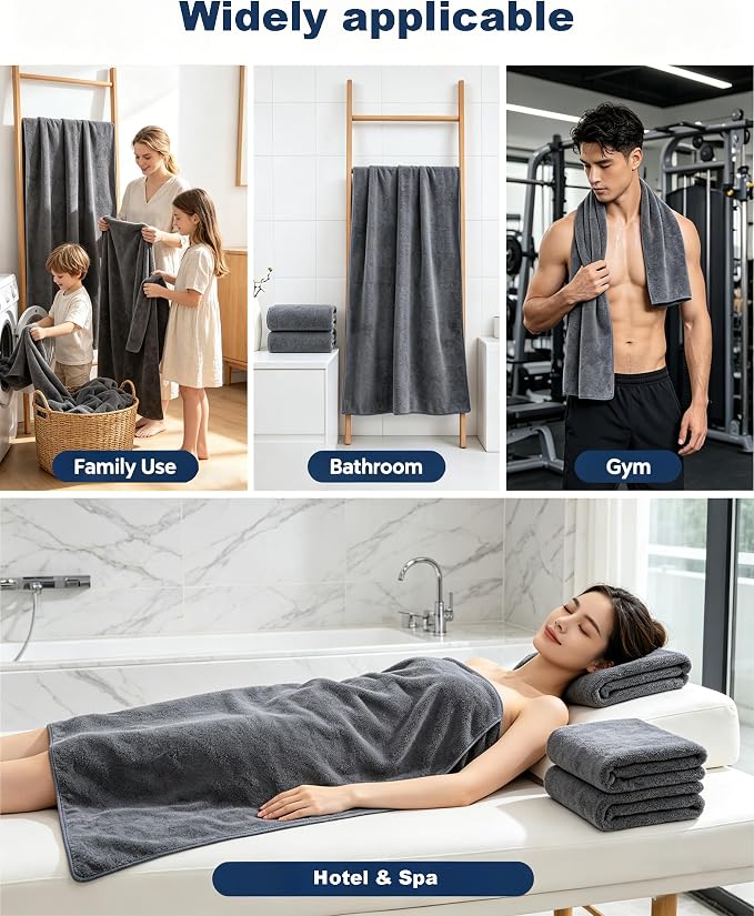 Lumimi Towels 3 Piece Very Soft Microfiber Bath Towel Set Super Absorbent Light - Image 7