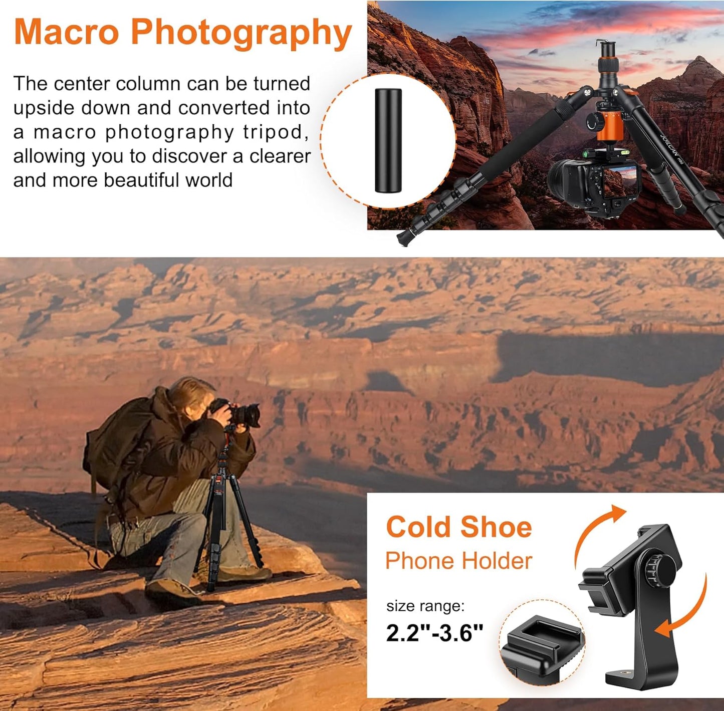 JOILCAN Tripod for Camera, 81" Aluminum Camera Tripod, 83" DSLR Tripods & Monopods, Heavy Duty Travel Tripod for Binoculars Spotting Scope Telescope, Professional Complete Tripod Units, Payload 35lb