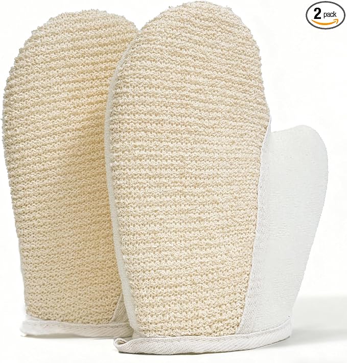 Exfoliating Glove Bath Mitts for Shower, Hemp Body Gloves for Shower Exfoliating by Daifanni